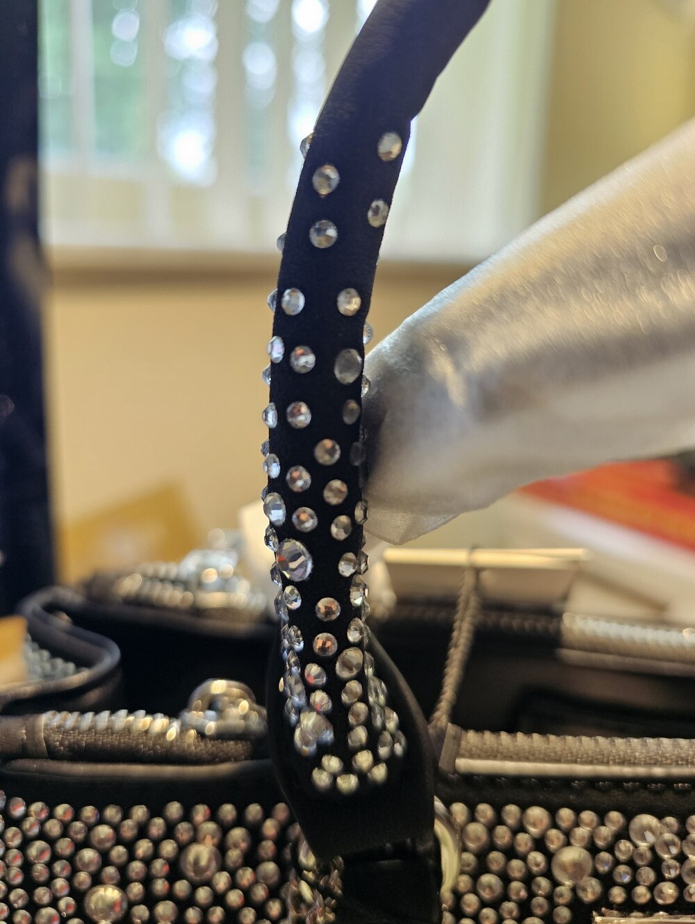 TOTE & CARRY NEW Embellished Black Crystal Tote Bag - Picture 8 of 8